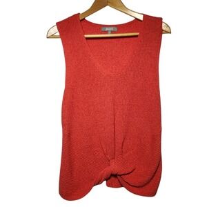 Marled Reunited Clothing Coral Orange Twist Front Knit Sweater Tank Top XL